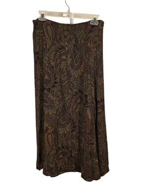 VTG 90s First Option Paisley Herringbone Rayon Maxi Skirt Medium